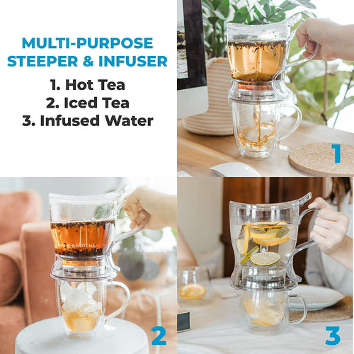 Aberdeen BPA-Free Tea Infuser Teapot & Smart Tea Maker - Drip-Free Design with Coaster, Easy Brew and Clean Steeper (17.7 Oz / 525 Ml)