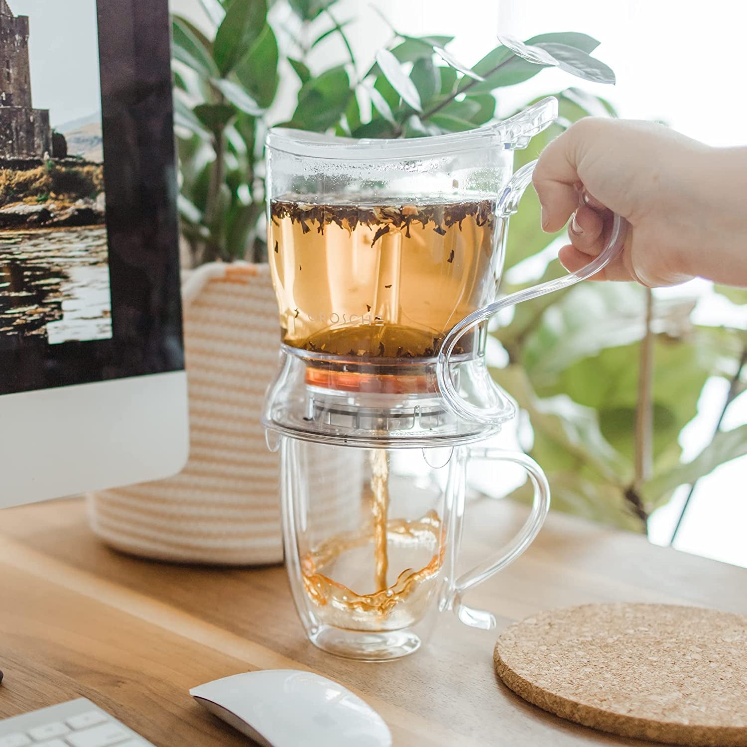 Aberdeen BPA-Free Tea Infuser Teapot & Smart Tea Maker - Drip-Free Design with Coaster, Easy Brew and Clean Steeper (17.7 Oz / 525 Ml)